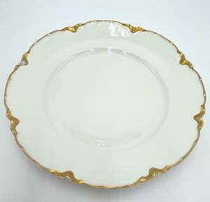 Haviland Limoges France Porcelain Dinner Plates 10" White Gold Trim Set Of 4